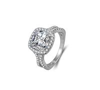 GGYTMQL Fashion Square Square Zircon Mariage Promesse Rings Cushion Coup Cumbic Zirconia Halo Engagement Eternity 925 Anneau en argent Simulation en diamant pour femmes et filles