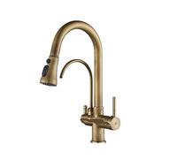 GGYTMQL Fauce de lavabo à eau pure de cuisine, robinet de filtre pivotant à 360 degrés, robinet de mélangeur Spout Sathor (noir et chrome)