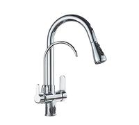 GGYTMQL Fauce de lavabo à eau pure de cuisine, robinet de filtre pivotant à 360 degrés, robinet de mélangeur Spout Sathor (noir et chrome)
