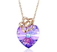 GGYTMQL Femmes Gold Chain Pendant 925 Sterling décoré de Cristaux de Coeur Pendentif Collier Fleur Bijoux