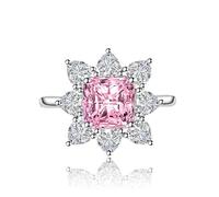 GGYTMQL Femmes Simulate Diamond Sunflower Anneau Cubic Zirconia Pink Crystal Ruby Topaz Sapphire Party Band Gift For Girlfriend Wife Statement Engagement de mariage Anneau ajusté ouvert (jaune)