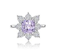 GGYTMQL Femmes Simulate Diamond Sunflower Anneau Cubic Zirconia Pink Crystal Ruby Topaz Sapphire Party Band Gift For Girlfriend Wife Statement Engagement de mariage Anneau ajusté ouvert (jaune)