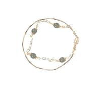 GGYTMQL Feng Natural Bracelet Jade Vert Feng Shui pour Femmes Véritable Yoga Double Couches empilées Portant Un Bracelet de Bracelet de Jade Vert hetian S925 Argent Gold plaqué
