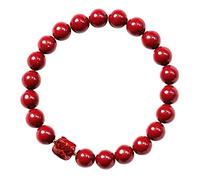 GGYTMQL Feng Shui Amulet Bracelet Prosperity Natural Cinnabar Purple Cinnabar avec mascotte Reiki Chakra Meditation attire un bracelet de transfert riche chanceux, rouge, Cinnabar 8 mm