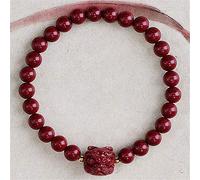 GGYTMQL Feng Shui Amulet Bracelet Prosperity Natural Cinnabar Purple Cinnabar avec mascotte Reiki Chakra Meditation attire le bracelet de transfert riche chanceux, Purple, 6 mm Cinnabar