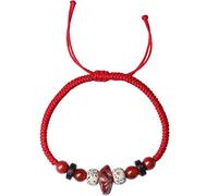GGYTMQL Feng Shui Wealth Bracelet Natural Cinnabar Red Agate Bangle Cinnabar Rough Stone Moon Rope rouge Bracelet tressé Adjustable Amate Agent Good Luck, Red Cinnabar (Couleur: Rouge)