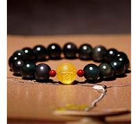 GGYTMQL Feng Shui Wealth Bracelet Natural Obsidian Cinnabar Heart Sutra Bouddha Perles Lucky Charms attirer la bonne chance Love Love Jade Bangle Gift for Men/Women, 8 mm Cinnabar (taille: 10 mm)