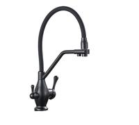 GGYTMQL Filtre de cuisine gris Robinet d'eau Cold Deck Mount de pont mélangeur Rotation de rotation de poubelle purifiée Tap à double poignée (noir A)
