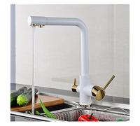 GGYTMQL Filtre Fauce de cuisine Boire de l'eau pure Pure Black Gold Faucet Double poignée à sept lettres 360 Rotation chaude et froide (antique)