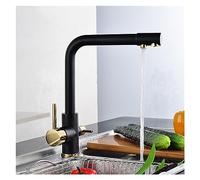 GGYTMQL Filtre Fauce de cuisine Boire de l'eau pure Pure Black Gold Faucet Double poignée à sept lettres 360 Rotation chaude et froide (antique)