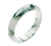 GGYTMQL Fond blanc de la femme Bracelet de bracelet de bracelet en jade de fleur verte flottante, barre rond des bracelets Jade, pour mère, pour petite amie, avec boîte à bijoux, 54-64 mm, 64 mm