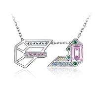GGYTMQL Géométrique 3.2CT Rose Gemstone 925 Collier pendentif pour femme 45 cm