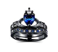 GGYTMQL Girl Products anneaux Ring Jewellery Femmes Les hommes promettent un anneau de set en couches à double couches pour les femmes tenant des cadeaux d'anneau de couronne en forme de coeur