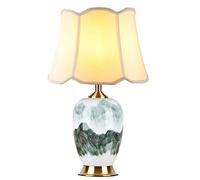 GGYTMQL Grande Lampe de Table en Céramique Orientale Chinoise avec Abat-Jour en Forme de Cloche Lampe de Chevet de Chambre Peinte - Lampe de Bureau de Chambre à Coucher en Vase en Porcelaine (A)
