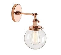 GGYTMQL Interrupteur Industriel du loft-loft Cuisine Interrupteur Mall Lights Corridor Gince Light Lampe luminaire avec Un Abat-Jour en Verre Transparent de 15 cm (cuivre)