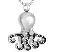 GGYTMQL Joyería Cremación Collar de Urna Conmemorativa Con Forma de Pulpo Para Mujeres, Hombres, Urne de Cremación Para Mascotas, Joyería de Recuerdo, Soporte Para Cenizas
