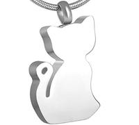 GGYTMQL Keepsake Urnes pour Cendres Cat Design Memorial Grey Souvenir Pendant Collier Pet Funeral Bijoux avec Polony Shiny