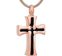 GGYTMQL Keepsake Urnes pour Cendres Men's Ashes Pendant Urn Steel Pendant Memorial Souvenir Rose Gold Souvenir Pendre Pendre Cross Memorial Ashes Pendant