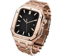 GGYTMQL Kit de mod de montée en acier inoxydable ， pour 8/7/6/5/4 / SE ， Sangle de montre en métal + étui de montre ， pour Iwatch Band 44mm 45mm