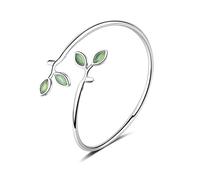 GGYTMQL La branche d'olive verte en émail laisse des bracelets à manchette ouverts et des bracelets pour les femmes