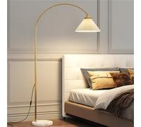 GGYTMQL Lampe lampadaire à Arc Vintage avec Une Nuance de Tissu plissé Moderne élégant Poteau de pôle de pôles en métal Simple Simple Boho Lampe Debout incurvée pour Le Salon Lampe de Lecture de