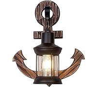 GGYTMQL Lampe Murale de Campagne Vintage Éclairage en métal Industriel Éclairage en Bois lumières murales de Base intérieure rétro E27 Glass Lantern Murce pour Le Salon Décoration de la Cuisine de la