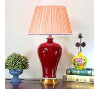 GGYTMQL Lampes de Table en céramique Rouge Moderne de Luxe de Style américain pour Lampe de Chevet de Chambre à Coucher Lampe de Table de Salon d'étude de Style européen du Nord (A)