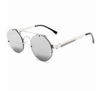 GGYTMQL Lentes De Sol Lunettes de soleil rondes Steampunk pour homme et femme, Argenté., Taille unique