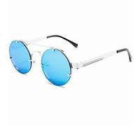 GGYTMQL Lentes De Sol Lunettes de soleil rondes Steampunk pour homme et femme, bleu, Taille unique