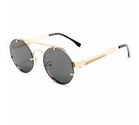 GGYTMQL Lentes De Sol Lunettes de soleil rondes Steampunk pour homme et femme, Gris doré., Taille unique
