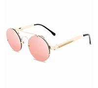 GGYTMQL Lentes De Sol Lunettes de soleil rondes Steampunk pour homme et femme, rose, Taille unique