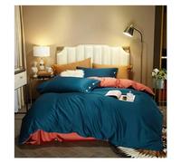 GGYTMQL Lit, 4pcs de qualité Premium de qualité égyptienne Coton réversible Couvercle de Couette King Queen Double literie Ensemble de Lin Silky Doux Paire de Linge de Linge