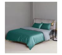 GGYTMQL Lit, Couvre de Couette réversible Verte avec Bouton 4pcs Queen King Size 100% égyptien Coton litière moelle