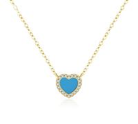 GGYTMQL Love Hearts Turquoise Pendant Chain Collier pour femmes Bijoux des cadeaux de la Saint-Valentin fabriqués en Chine