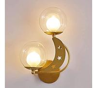 GGYTMQL Lumière Murale à 2 lumières avec Une Nuance à Balle en Verre Transparent en Or gorgé de Lune de Lune Applique Murale métal Lampe Murale de Mode