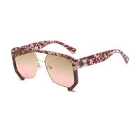 GGYTMQL Lunettes de soleil carrées demi-monture pour homme et femme Style rétro UV400, Léopard Thé Rose, Taille unique
