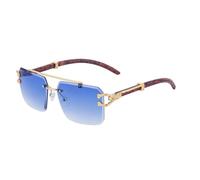 GGYTMQL Lunettes de soleil carrées en bois pour homme - Sans monture - Grain de bois vintage - Lunettes de luxe rétro, C3., Taille unique