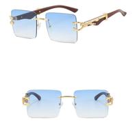GGYTMQL Lunettes de soleil carrées sans monture pour femme - Tendance - Sans cadre - Dégradé - Nuances de voyage, Bleu dégradé., Taille unique