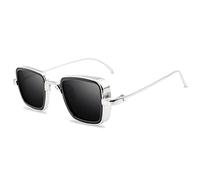 GGYTMQL Lunettes de soleil carrées tendance en métal pour hommes vintage antireflet miroir lunettes de soleil design classique femmes lunettes de soleil UV400, gris, Taille unique