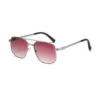 GGYTMQL Lunettes de soleil jaunes à monture carrée en métal pour femme Lunettes de protection UV tendance pour homme Verres rouges vintage, Mtyj113 Rouge Argent, Taille unique