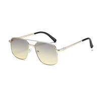 GGYTMQL Lunettes de soleil jaunes à monture carrée en métal pour femme Lunettes de protection UV tendance pour homme Verres rouges vintage, Mty113 Jaune Vert, Taille unique