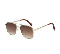GGYTMQL Lunettes de soleil jaunes à monture carrée en métal pour femme Lunettes de protection UV tendance pour homme Verres rouges vintage, Mtyj113 Marron, Taille unique