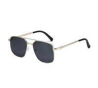 GGYTMQL Lunettes de soleil jaunes à monture carrée en métal pour femme Lunettes de protection UV tendance pour homme Verres rouges vintage, Mtyj113 Black Gold, Taille unique