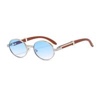 GGYTMQL Lunettes de soleil ovales rétro pour homme - Verres transparents dégradés - Lunettes de soleil de luxe UV400, Dégradé bleu argenté, Taille unique