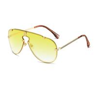 GGYTMQL Lunettes de soleil rondes 2025 pour homme et femme avec nuances métalliques, Dégradé jaune., Taille unique