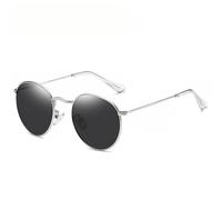 GGYTMQL Lunettes de soleil rondes rétro en métal pour homme et femme, Wpgj017 Argent Noir, Taille unique