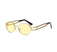 GGYTMQL Lunettes de soleil rondes tendance pour femmes et hommes avec monture en métal vintage steampunk lunettes de soleil hommes nuances UV400, C5 Or-Jaune, Taille unique