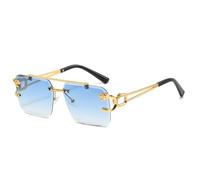 GGYTMQL Lunettes de soleil sans monture populaires pour femmes, de luxe, rétro, pour hommes, tendance de voyage, lunettes de soleil féminines UV400, bleu, Taille unique
