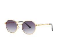 GGYTMQL Lunettes de soleil tendance polygone pour femme et homme en métal rétro, C02 Gris doré, Taille unique
