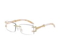 GGYTMQL Lunettes de soleil vintage en bois sans monture pour femme - Rectangulaire - Élégantes et classiques - Lunettes de soleil de luxe, transparent, Taille unique